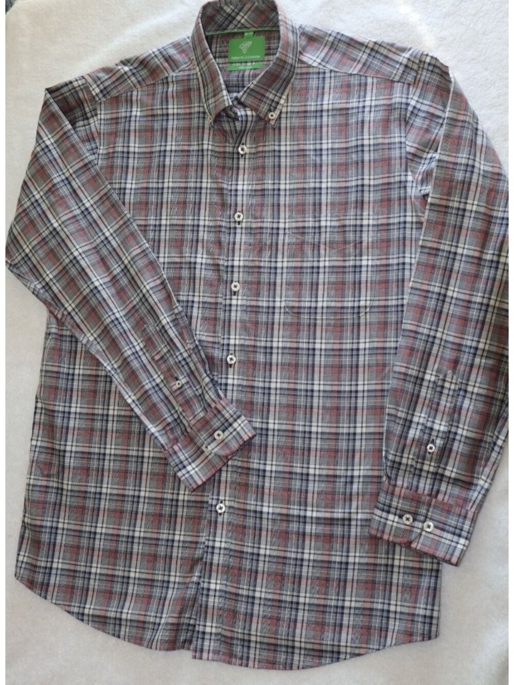Forsyth of Canada Wrinkle Free Plaid Long Button Down Sleeve Shirt Men Size XL